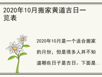 2020年10月搬家黄道吉日一览表