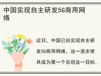 中国实现自主研发5G商用网络