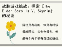 战胜游戏挑战：探索《The Elder Scrolls V：Skyrim》的秘密 
