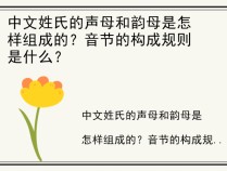 中文姓氏的声母和韵母是怎样组成的？音节的构成规则是什么？
