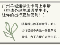 广州羊城通学生卡网上申请（申请办理羊城通学生卡，让你的出行更加便利！）